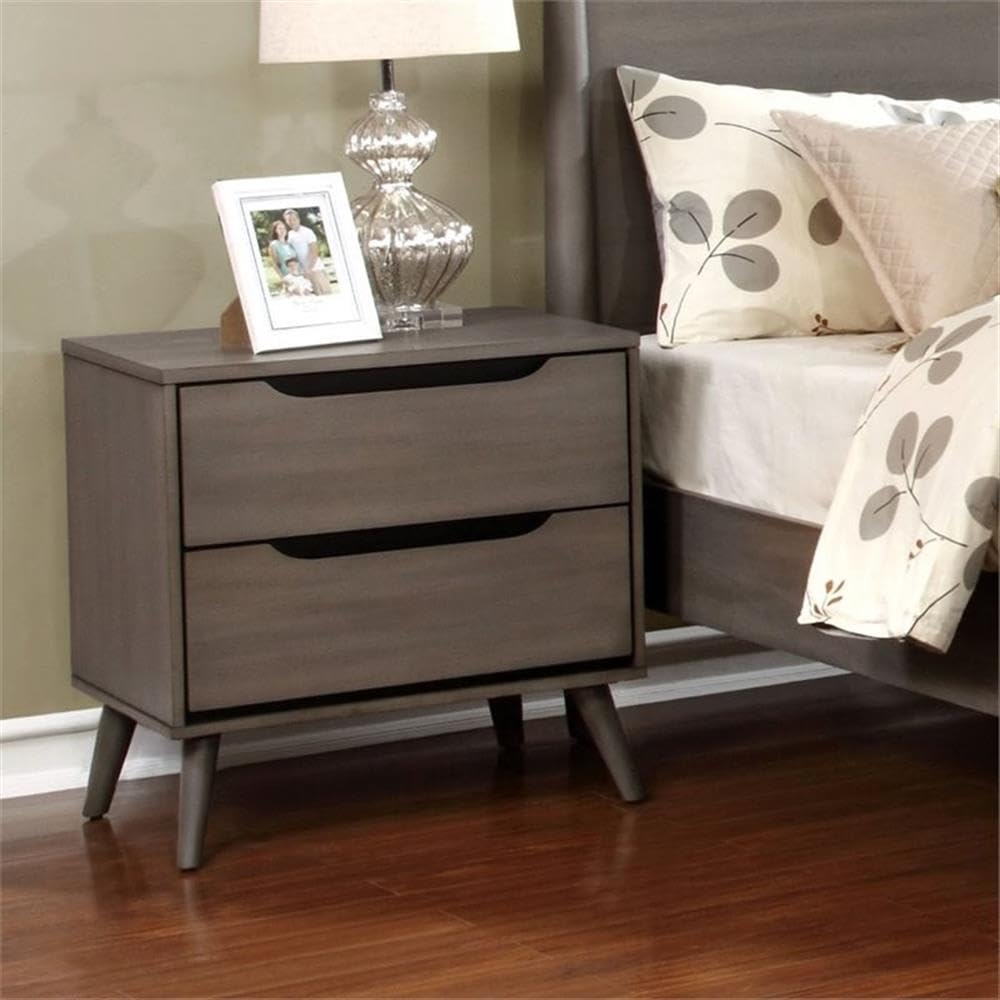 Mid - Century Modern Wood 2 - Drawer Nightstand - From Where - 