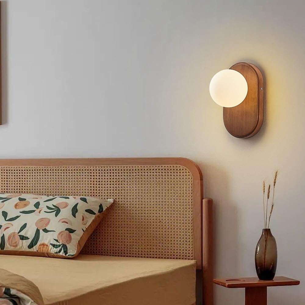 Mid Century Wall Sconce Wood Semi - Flush Mount Light Fixture - From Where - 
