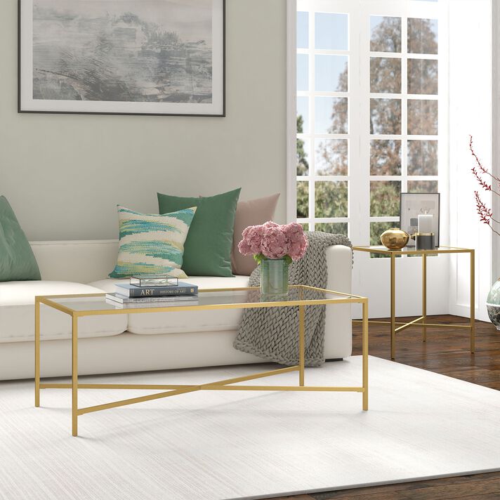 Mille Metal and Glass Top Coffee Table - From Where - 
