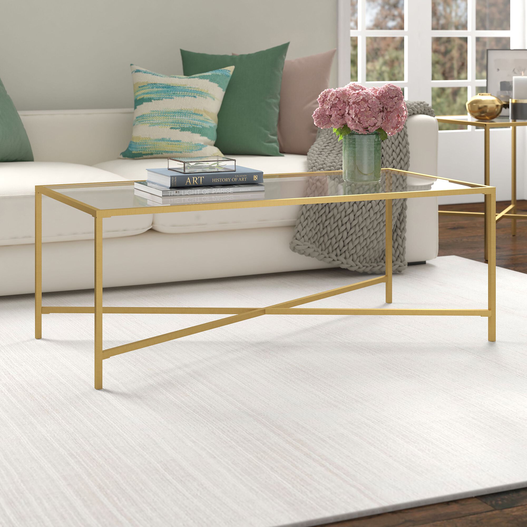 Mille Metal and Glass Top Coffee Table - From Where - 