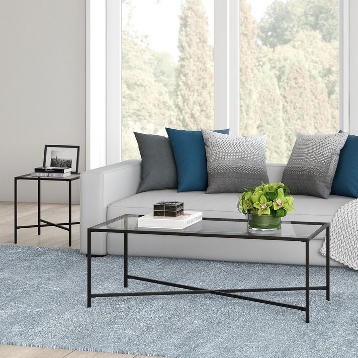 Mille Metal and Glass Top Coffee Table - From Where - 