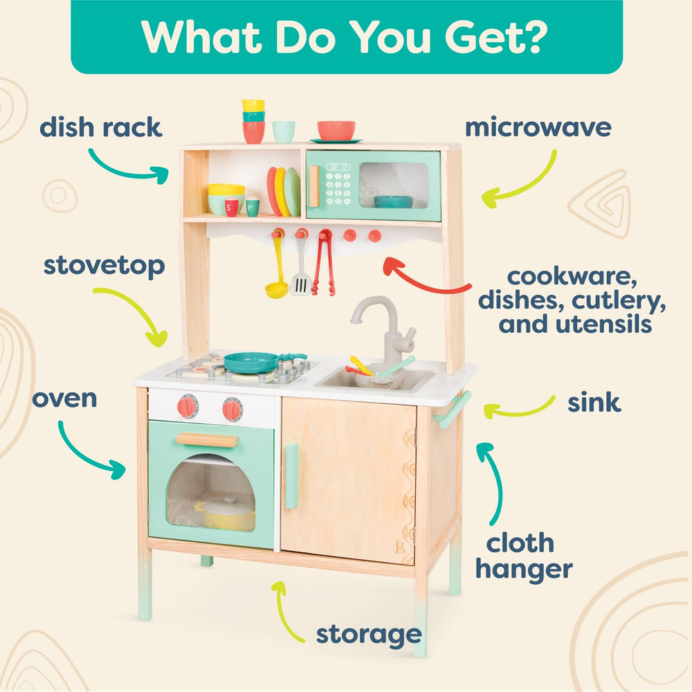 Mini Chef Wooden Play Kitchen (Ages 3+) - From Where - 