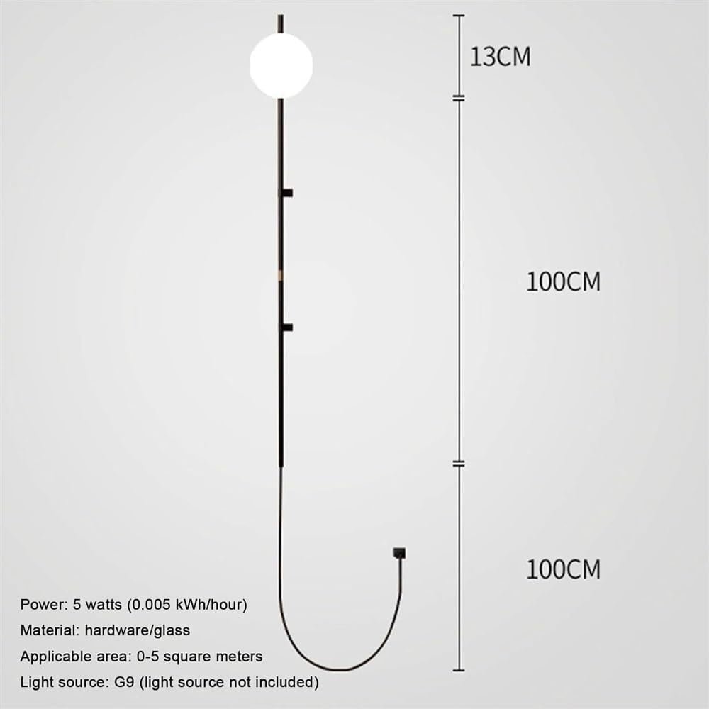 Minimalist Industrial Vintage Wall Lamp Long Arm Glass Globe - From Where - 