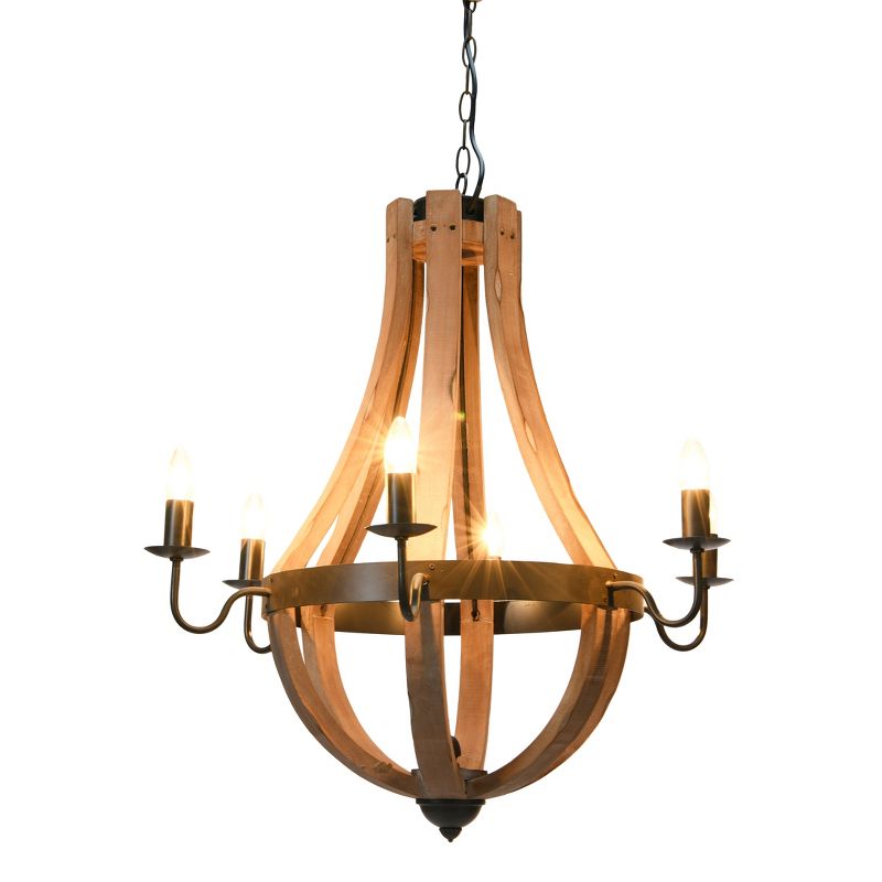 Minimalist Wood and Metal Chandelier - From Where - 
