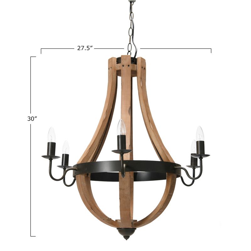 Minimalist Wood and Metal Chandelier - From Where - 