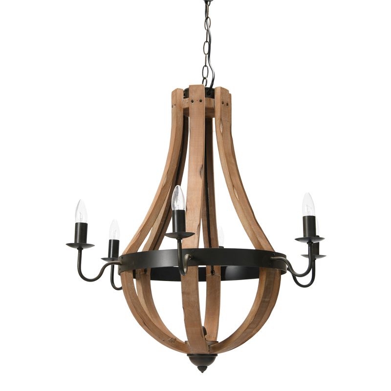 Minimalist Wood and Metal Chandelier - From Where - 