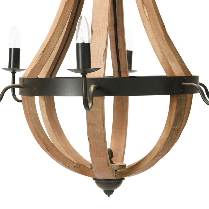 Minimalist Wood and Metal Chandelier - From Where - 
