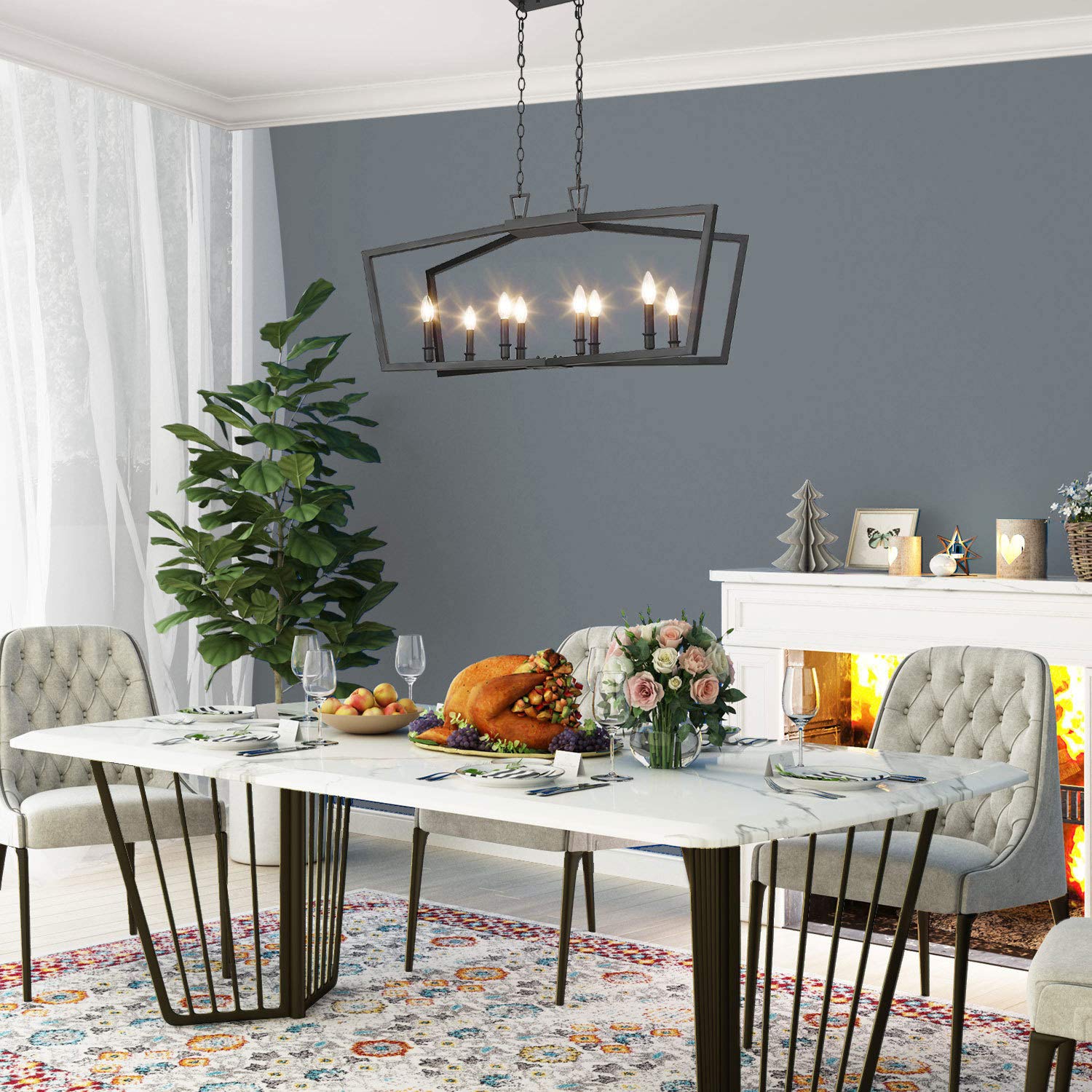 Modern 8 Lights Metal Light Fixture - From Where - 