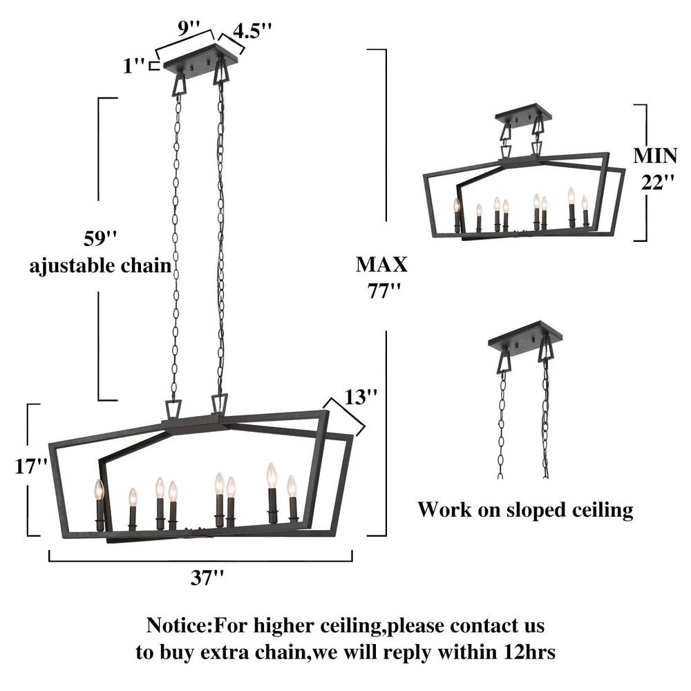 Modern 8 Lights Metal Light Fixture - From Where - 