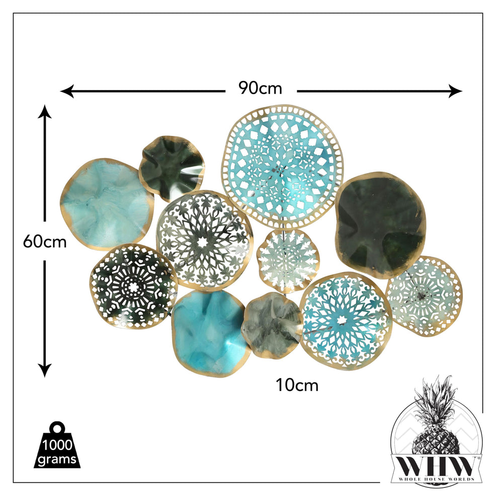 Modern Blue Metal Rounds Wall Decor - From Where - 