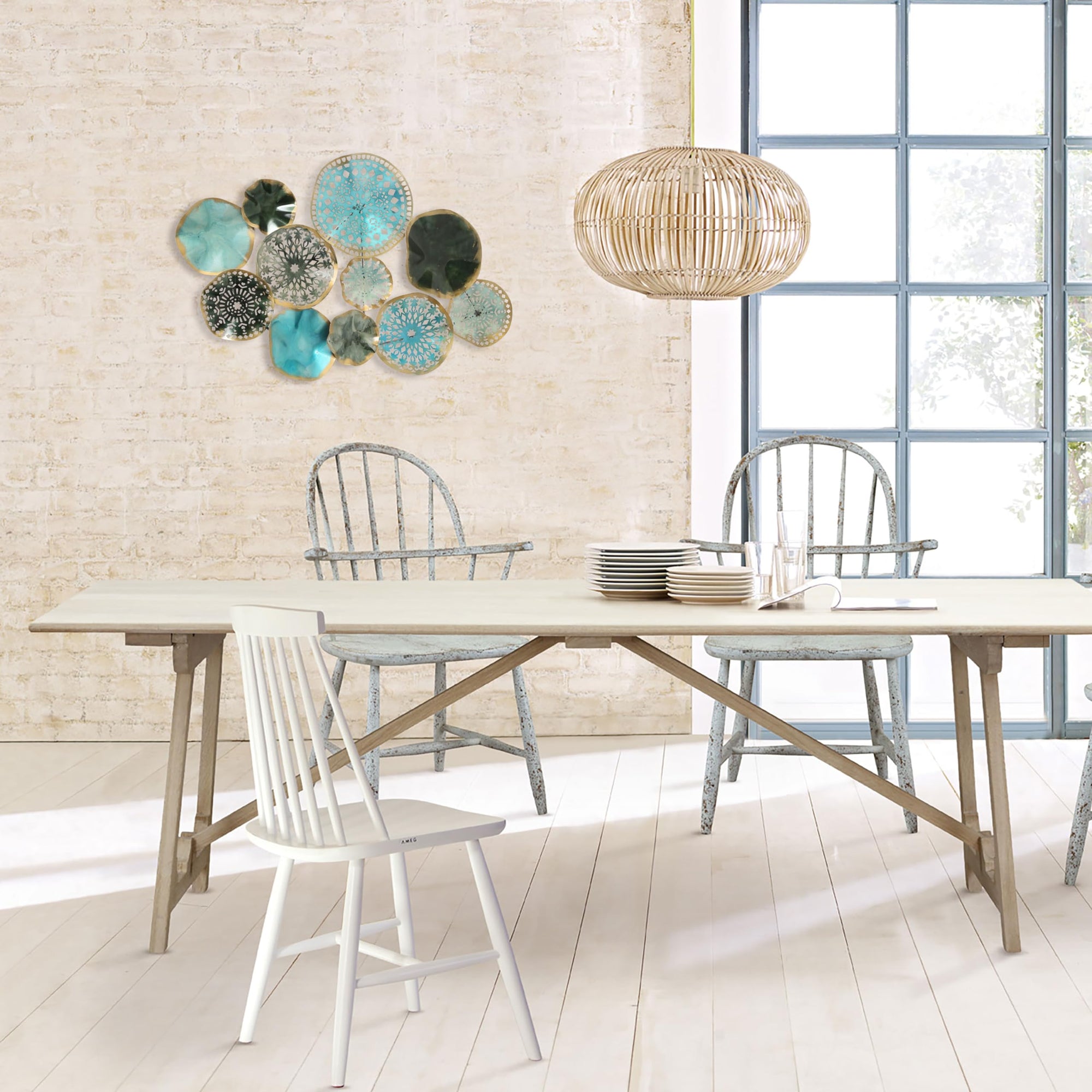 Modern Blue Metal Rounds Wall Decor - From Where - 