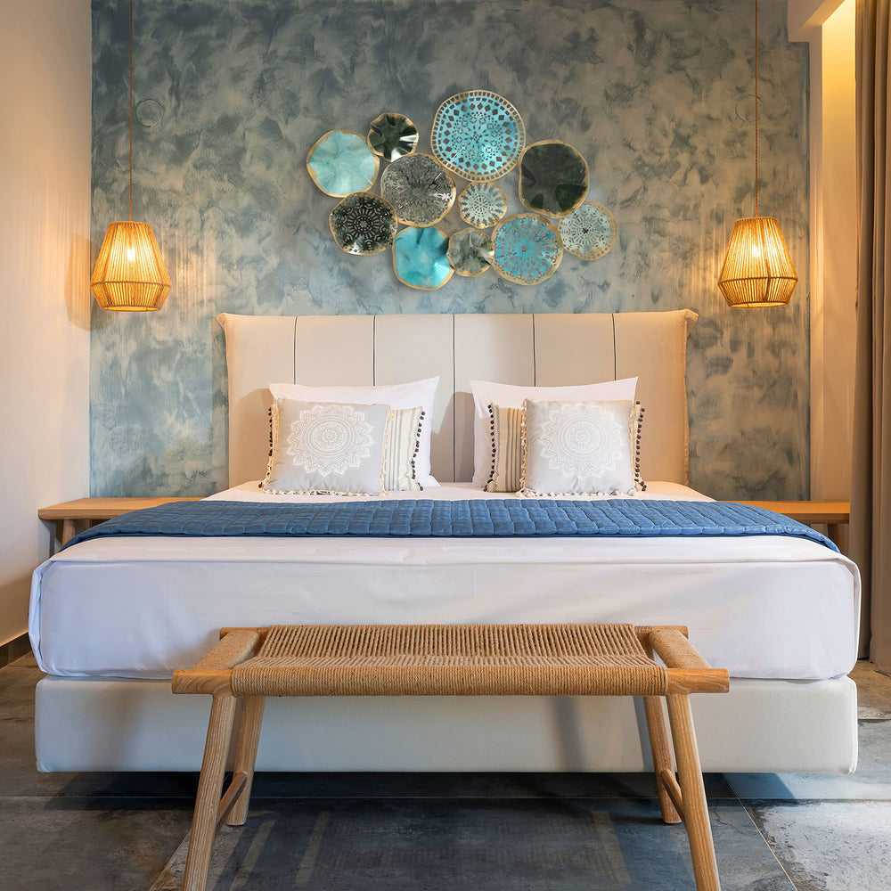 Modern Blue Metal Rounds Wall Decor - From Where - 