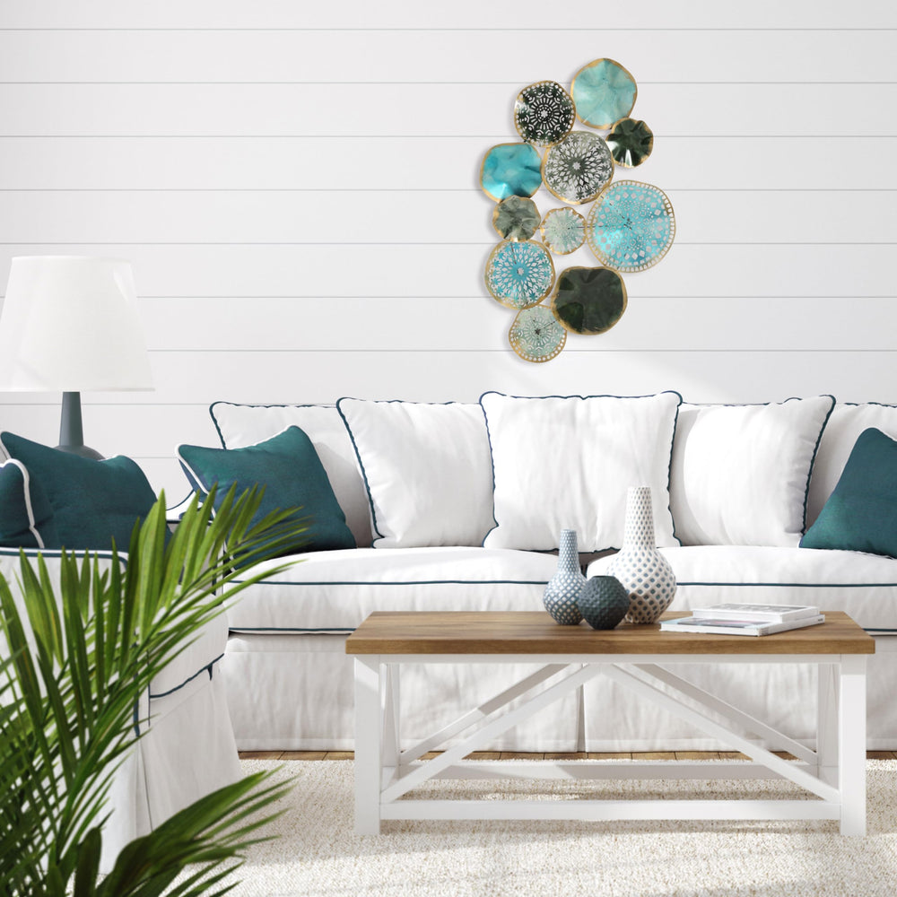 Modern Blue Metal Rounds Wall Decor - From Where - 