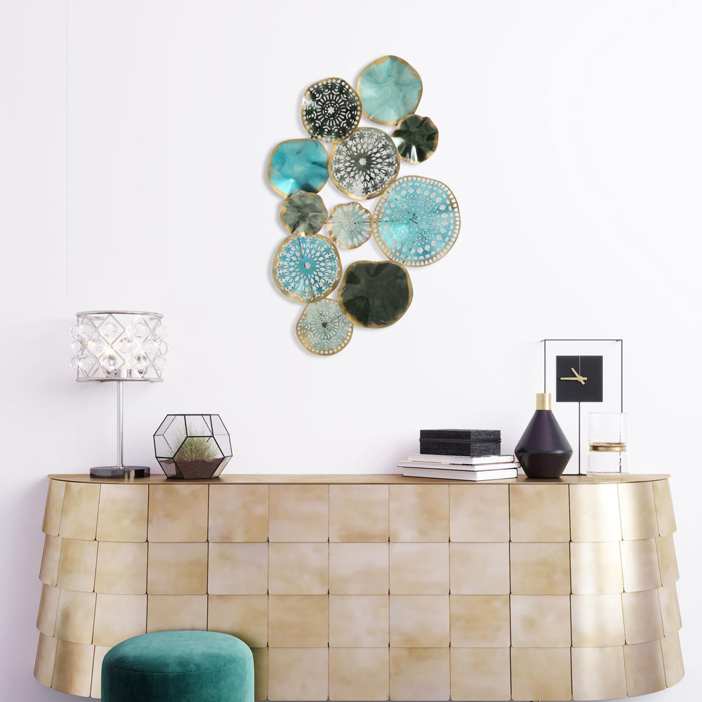 Modern Blue Metal Rounds Wall Decor - From Where - 