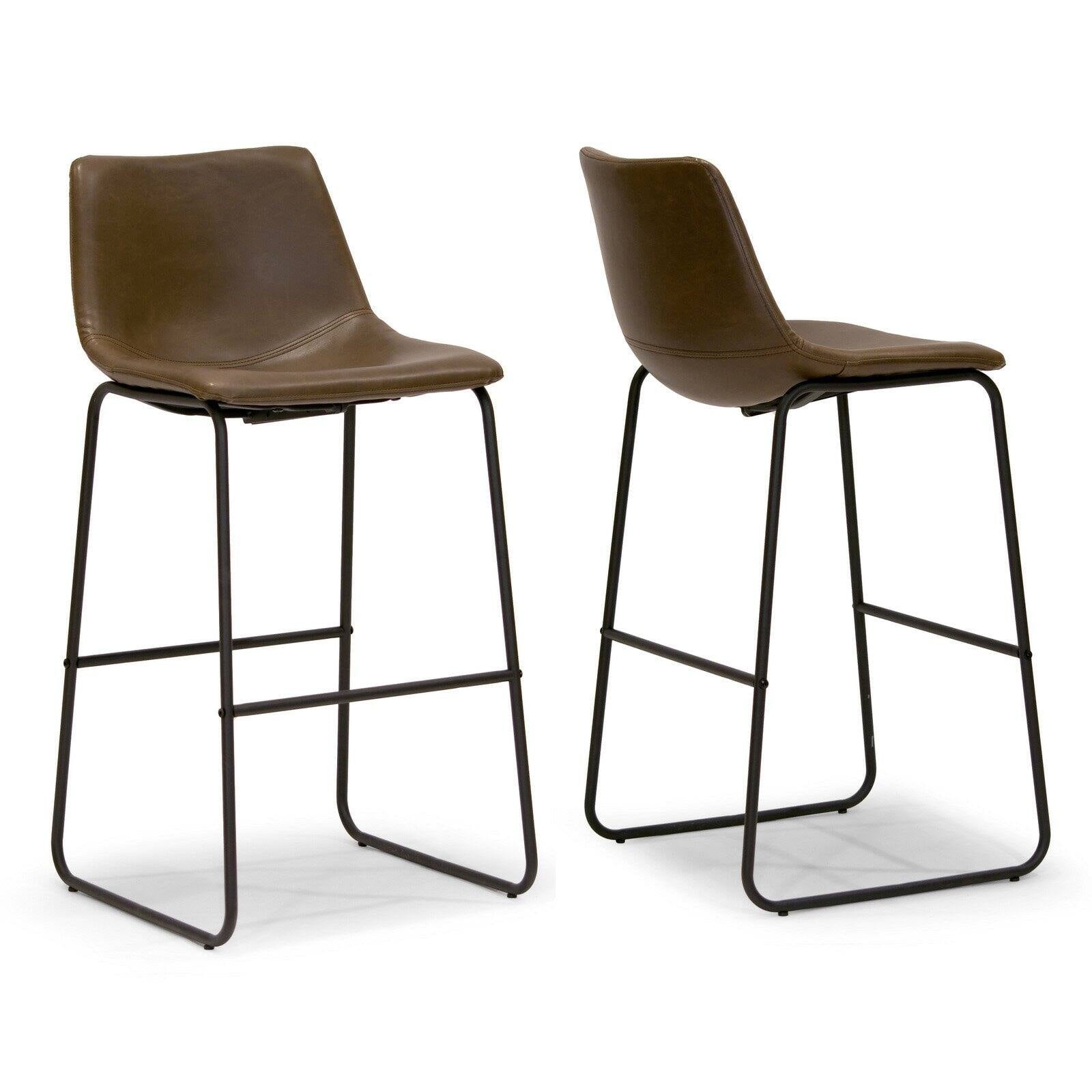 Modern Faux Leather Bar Stools (Set of 2) - From Where - 