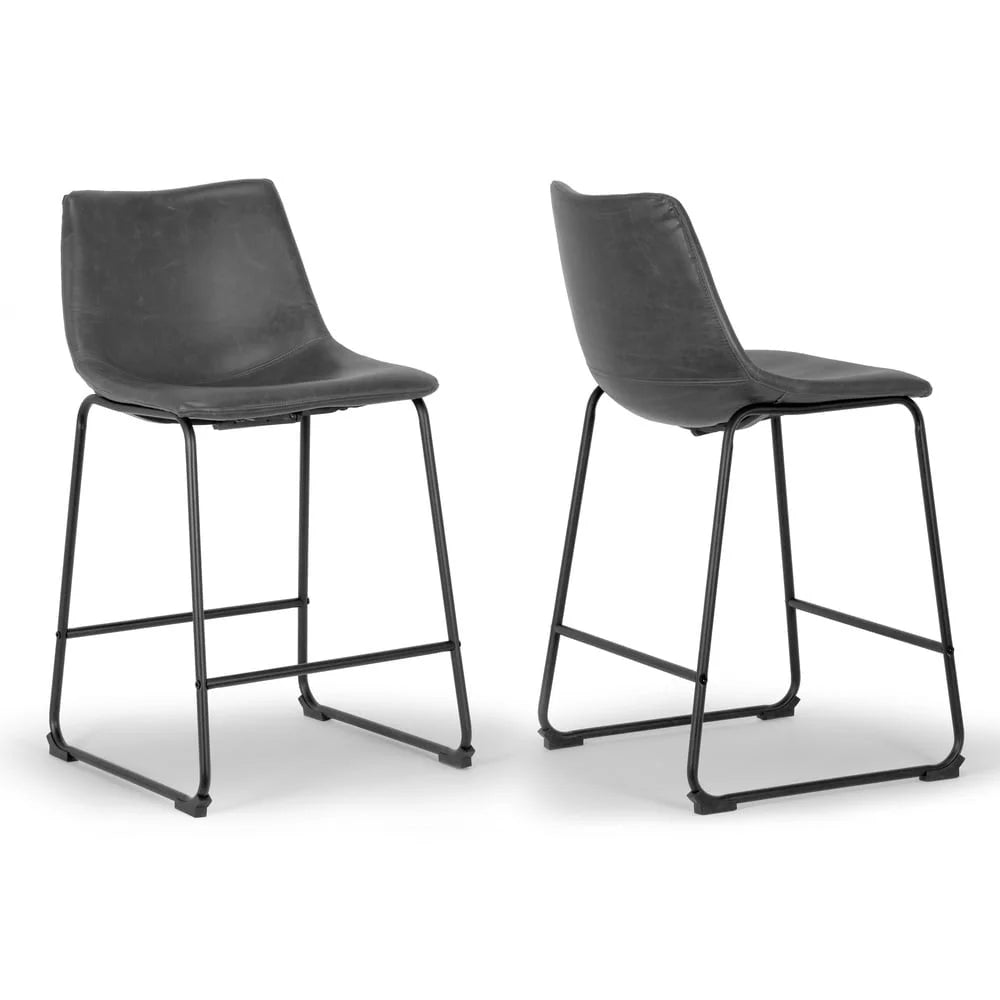 Modern Faux Leather Bar Stools (Set of 2) - From Where - 
