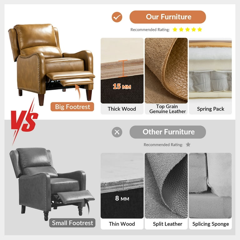 Modern Genuine Leather Recliner (Set of 2) - From Where - 