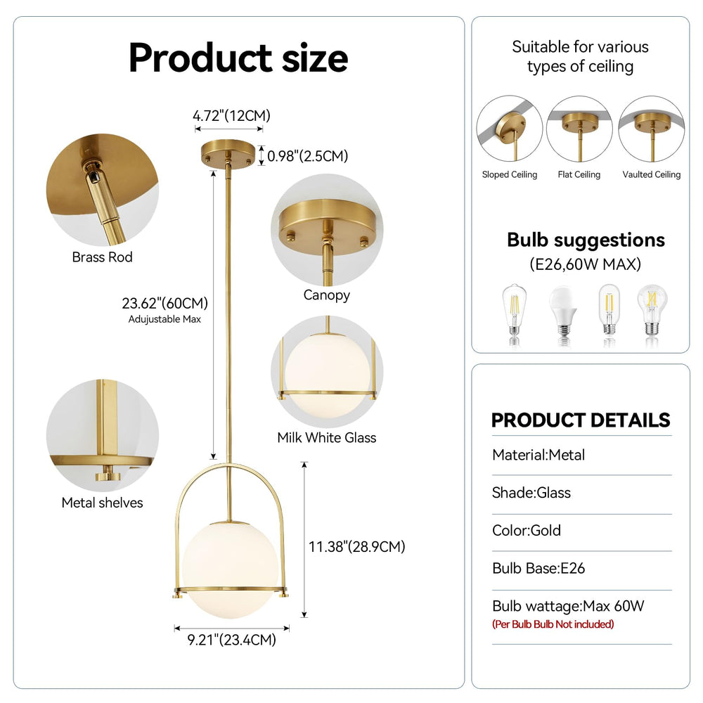 Modern Gold Globe Pendant Light - From Where - 