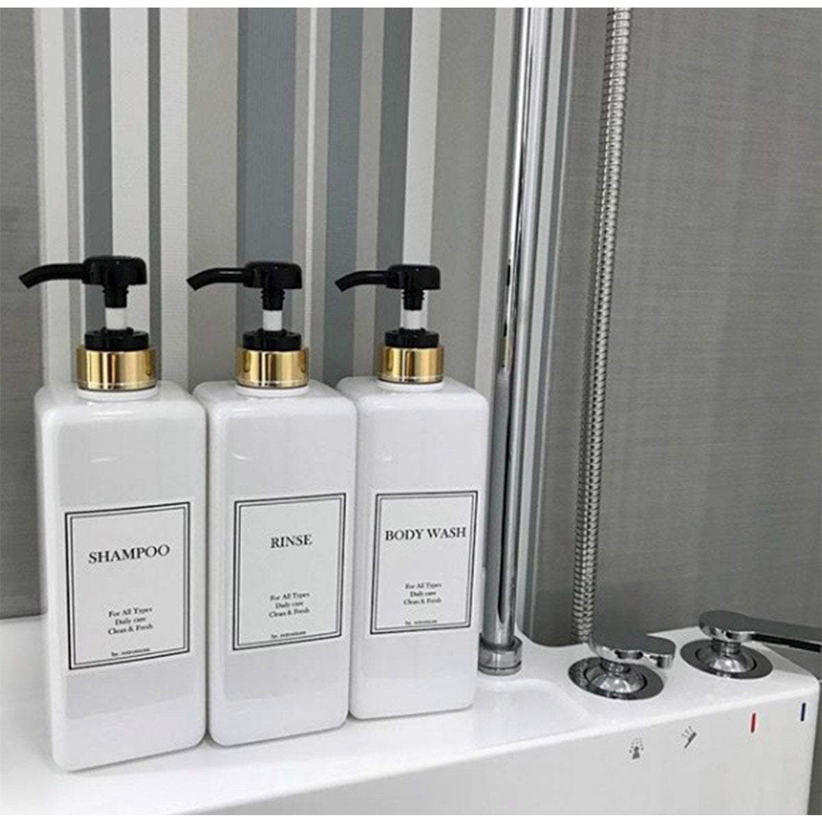 Modern Gold Pump Bottles (Set of 3) - From Where - 