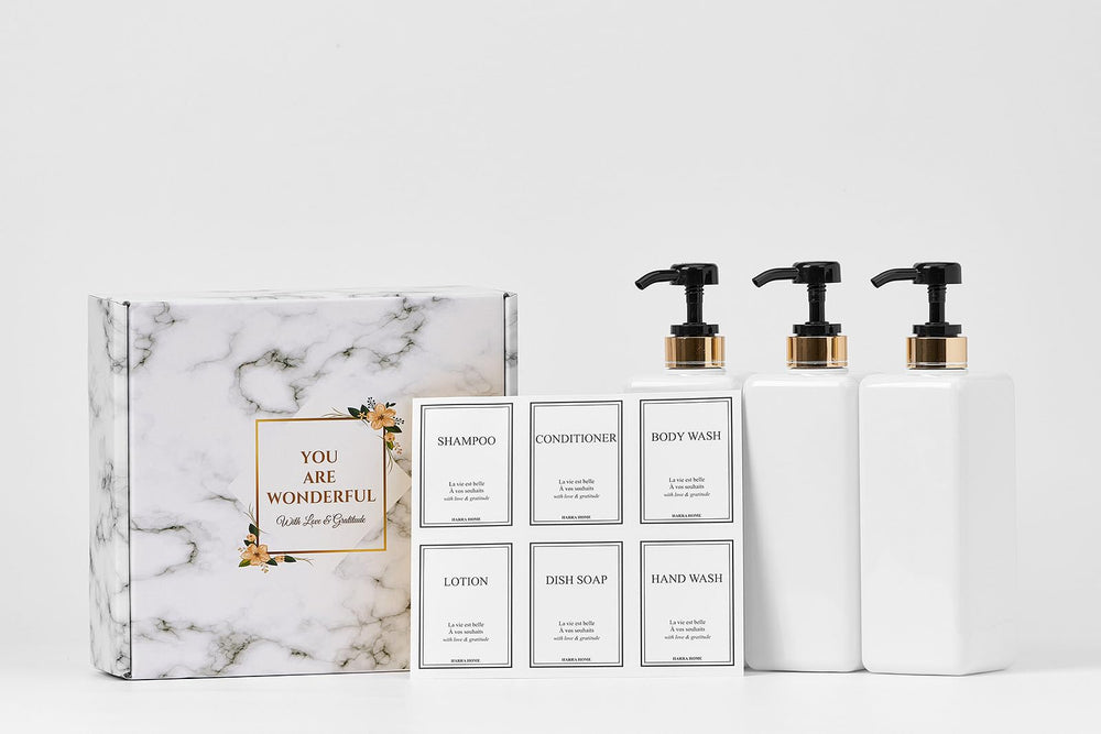 Modern Gold Pump Bottles (Set of 3) - From Where - 