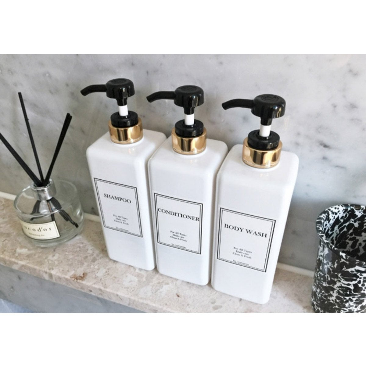 Modern Gold Pump Bottles (Set of 3) - From Where - 