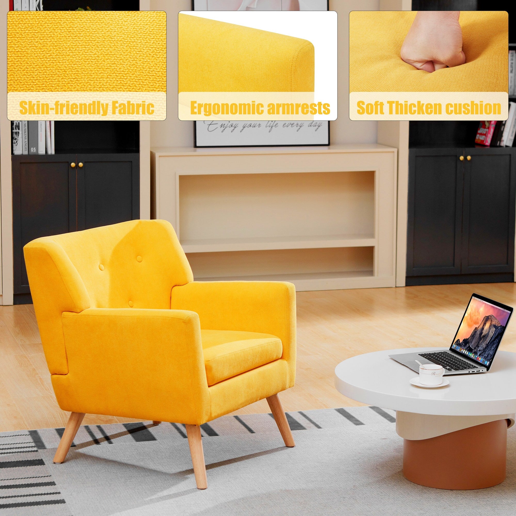 Modern Linen Accent Chair - From Where - 