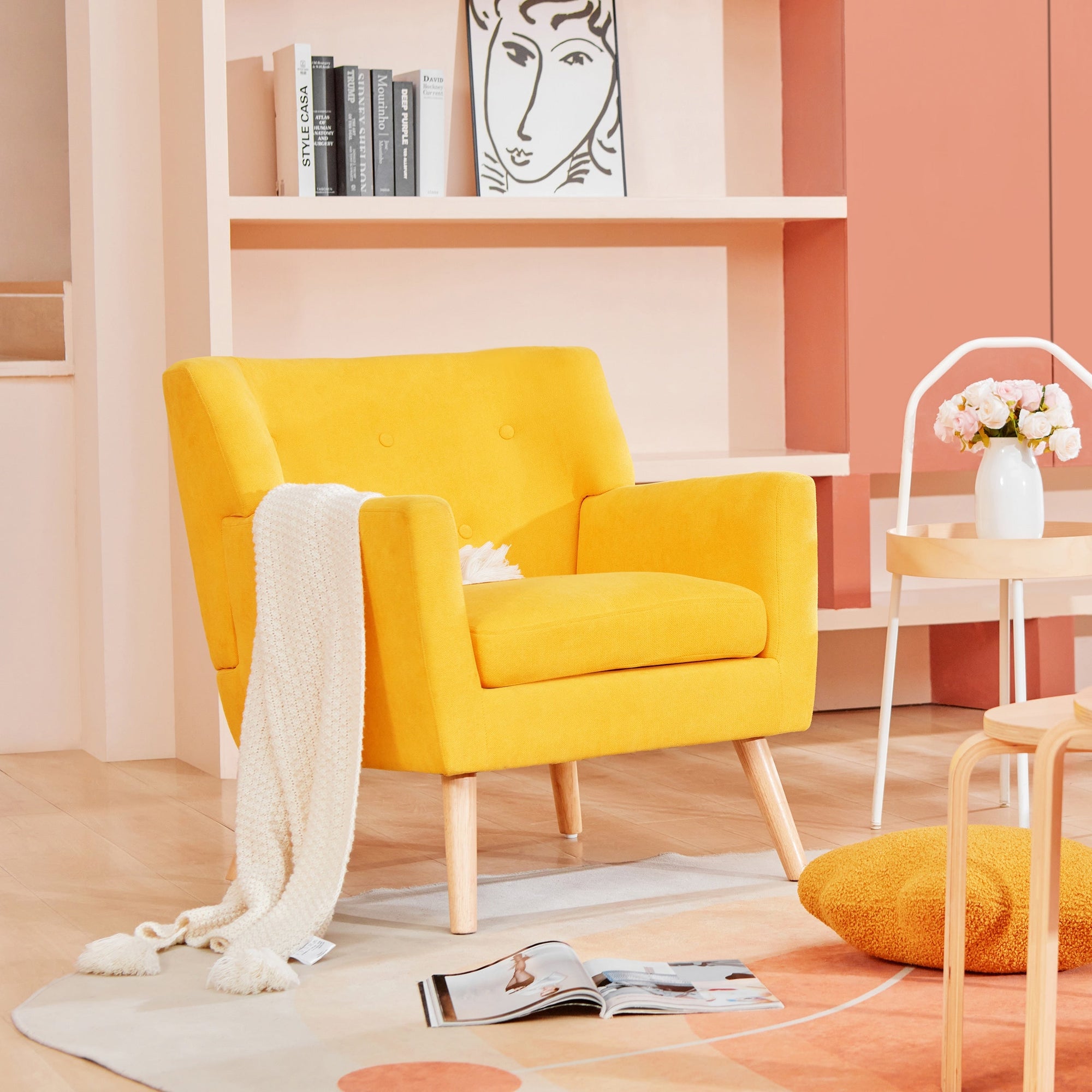 Modern Linen Accent Chair - From Where - 