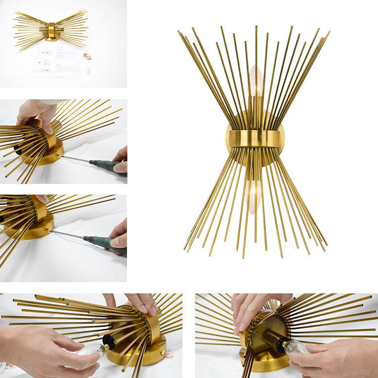 Modern Starburst Brass Wall Sconce - From Where - 