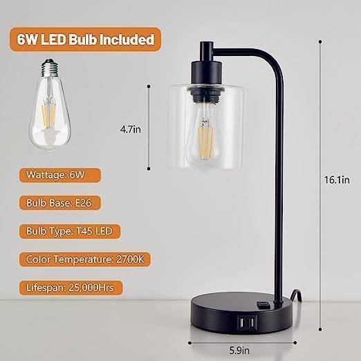 Modern Table Lamp with Charging Port - From Where - 
