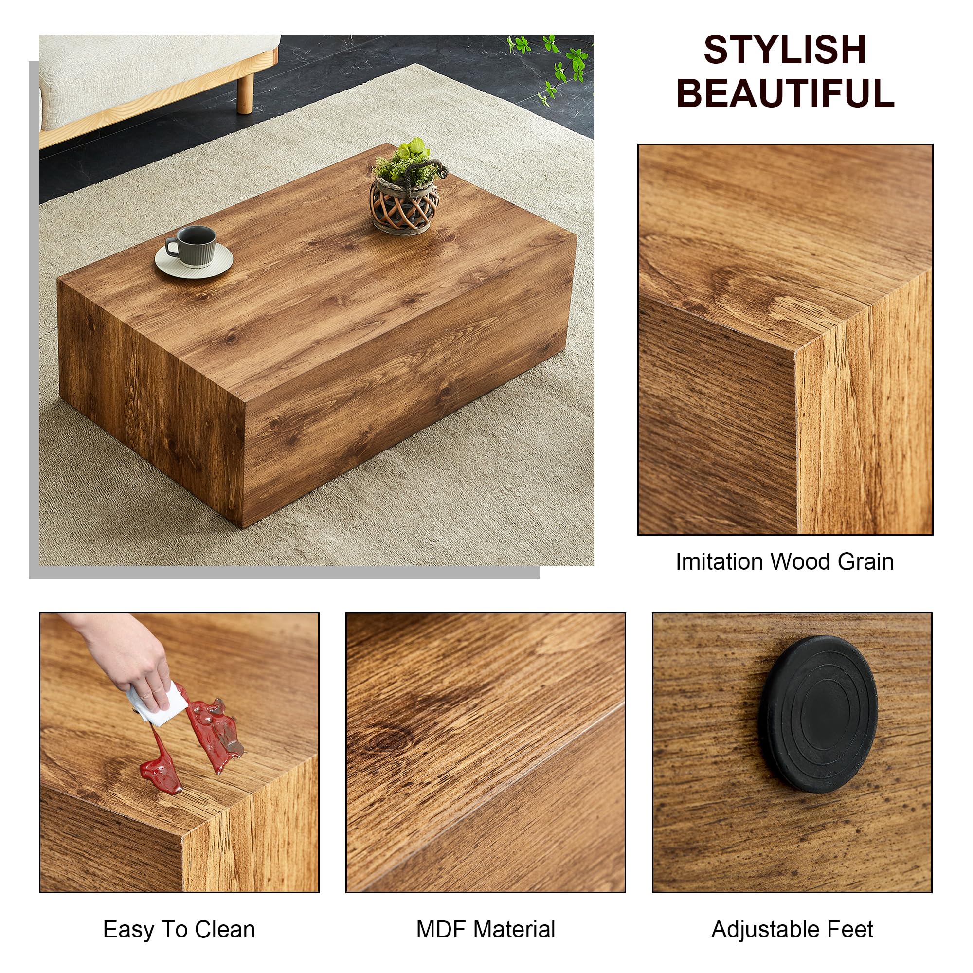 Modern Wood Rectangular Coffee Table - From Where - 