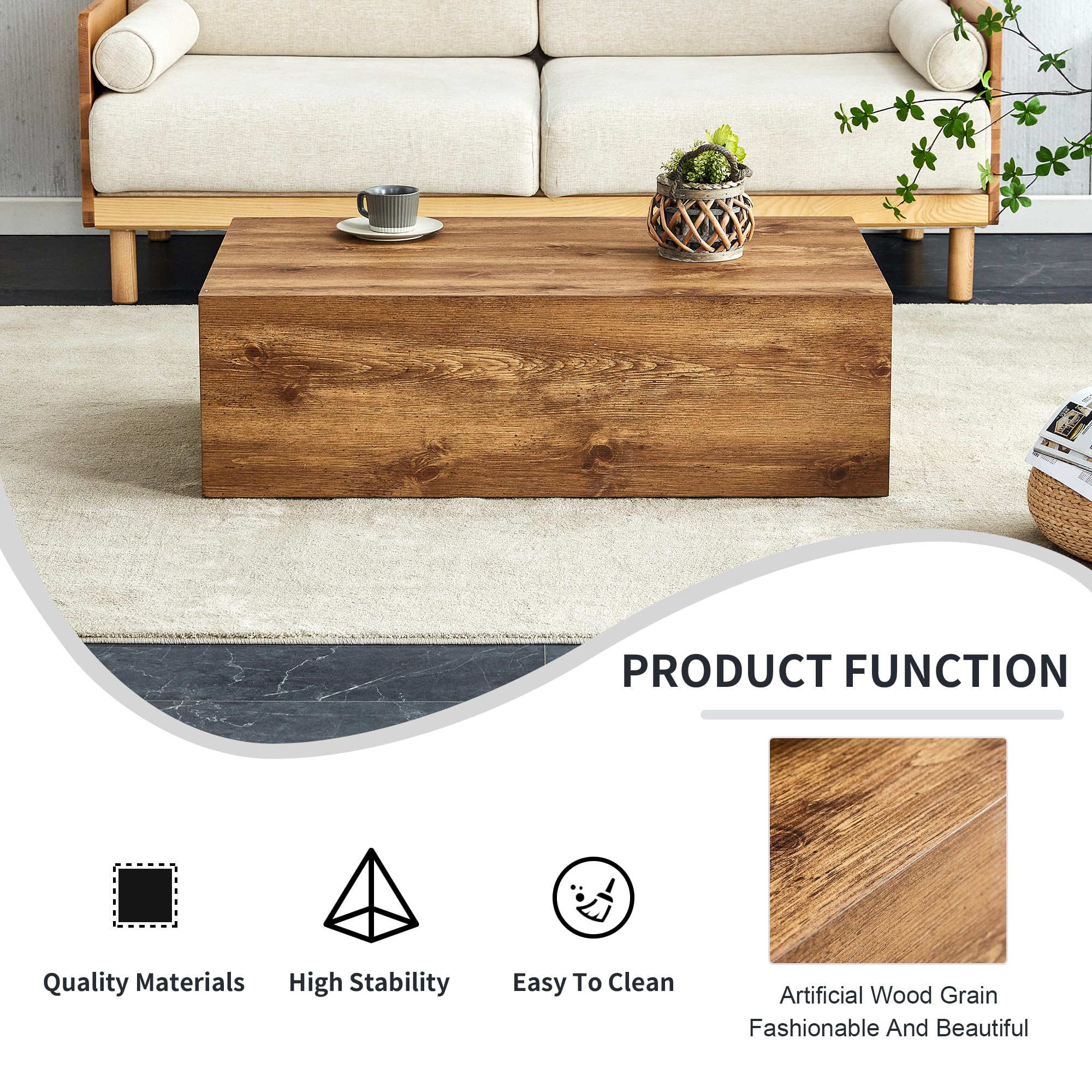 Modern Wood Rectangular Coffee Table - From Where - 