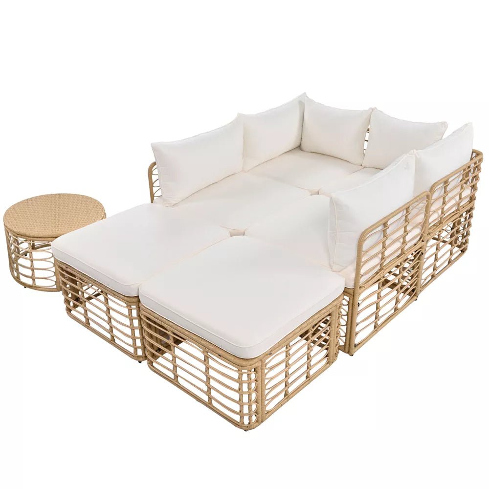 ModernLuxe Rattan Sectional Sofa Set - From Where - 