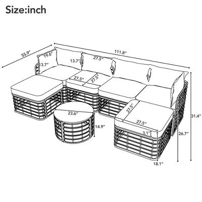ModernLuxe Rattan Sectional Sofa Set - From Where - 