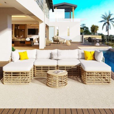ModernLuxe Rattan Sectional Sofa Set - From Where - 