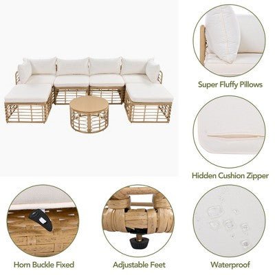 ModernLuxe Rattan Sectional Sofa Set - From Where - 