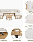 ModernLuxe Rattan Sectional Sofa Set - From Where - 