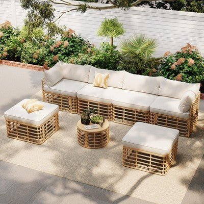 ModernLuxe Rattan Sectional Sofa Set - From Where - 