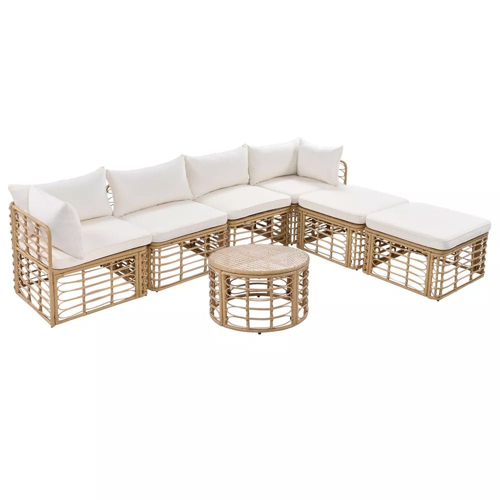 ModernLuxe Rattan Sectional Sofa Set - From Where - 