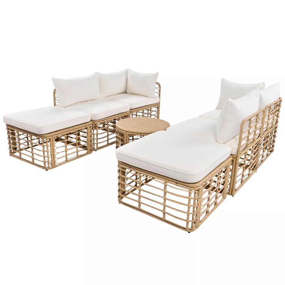 ModernLuxe Rattan Sectional Sofa Set - From Where - 