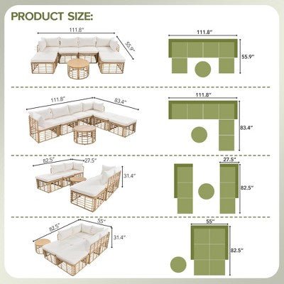 ModernLuxe Rattan Sectional Sofa Set - From Where - 