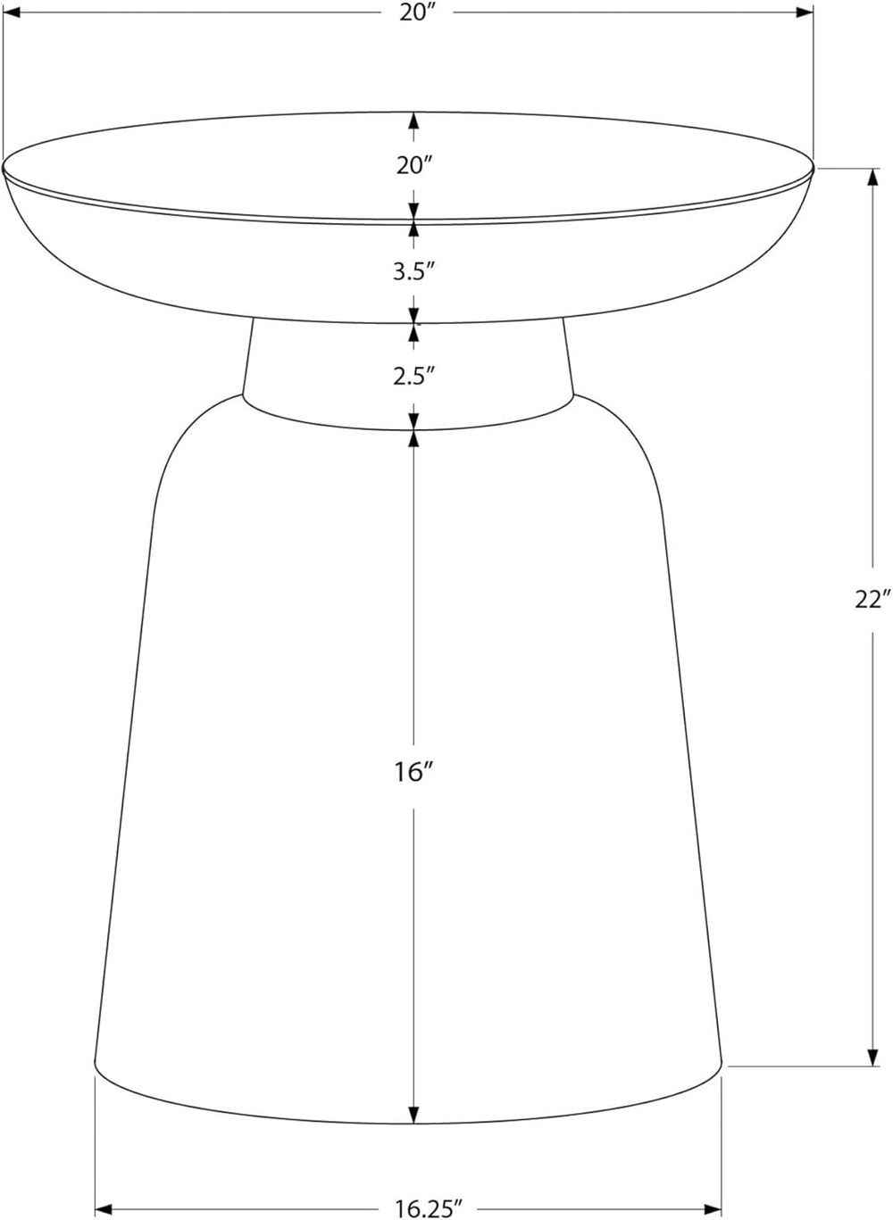 Monarch Specialties Accent Table - 22" H/Copper Iron Metal Drum End - From Where - 