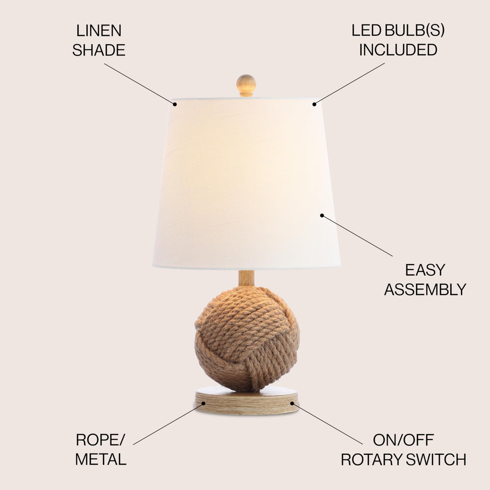 Monkey Fist 18" Rope Ball Table Lamp - From Where - 