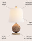 Monkey Fist 18" Rope Ball Table Lamp - From Where - 
