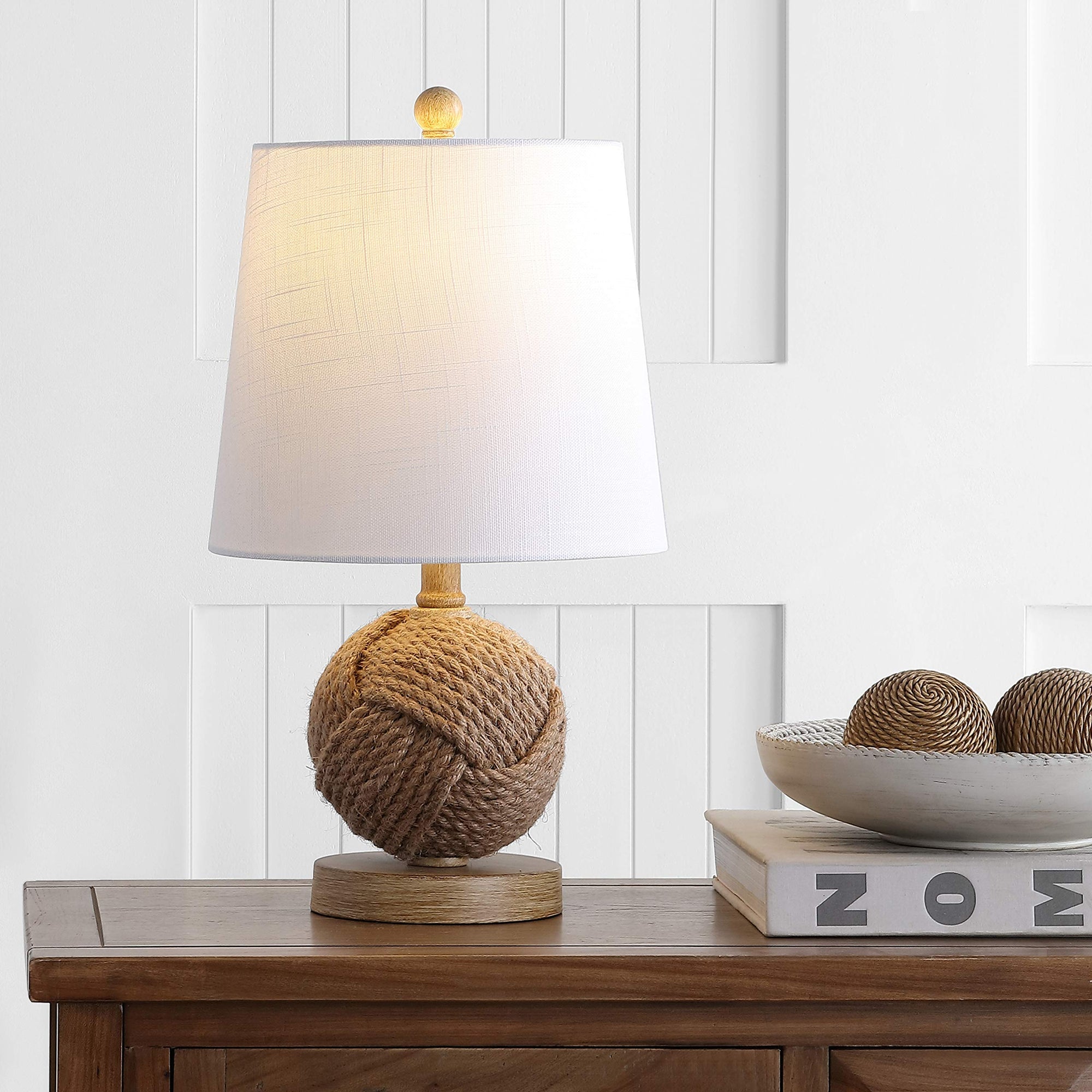 Monkey Fist 18" Rope Ball Table Lamp - From Where - 