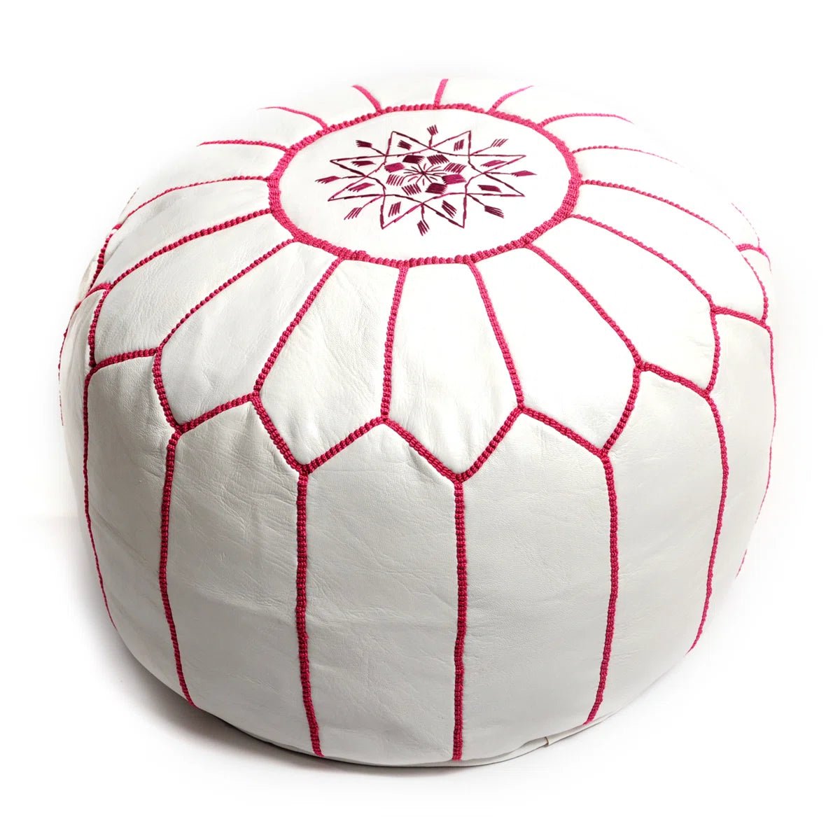 Moroccan White Pouf - From Where - 