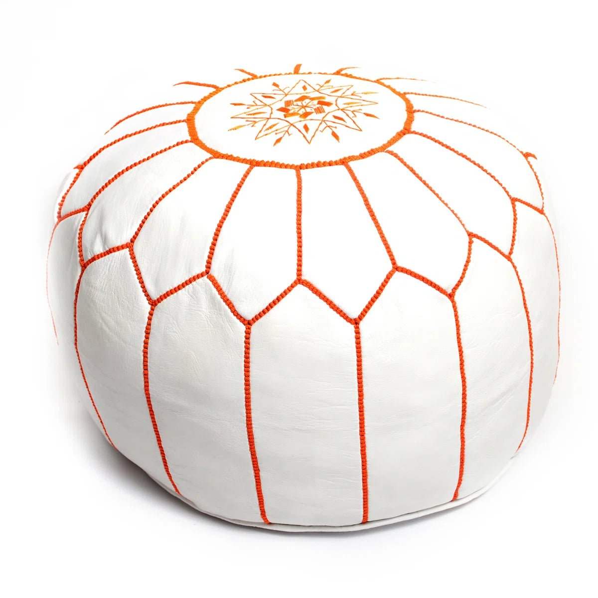 Moroccan White Pouf - From Where - 