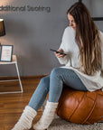 Morocco Leather Pouf - From Where - 