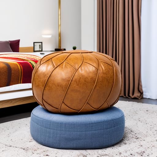 Morocco Leather Pouf - From Where - 