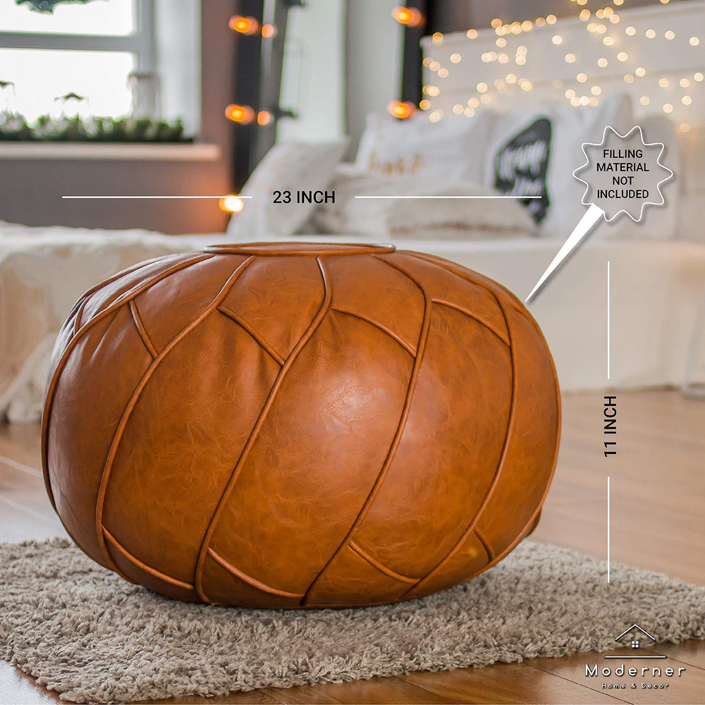 Morocco Leather Pouf - From Where - 