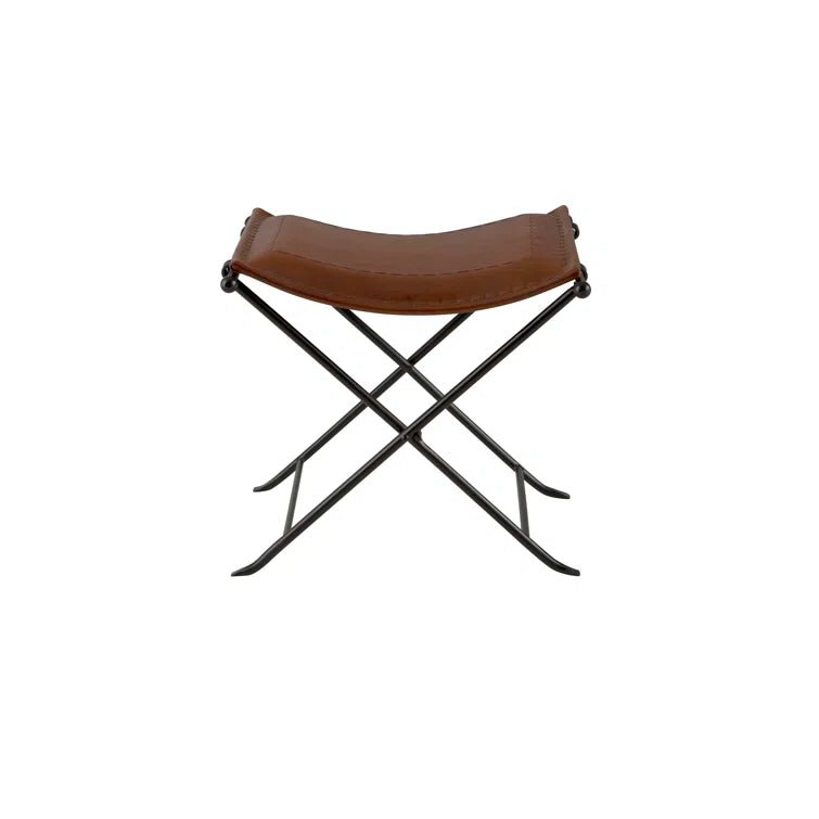 Nardone Genuine Leather Accent Stool - From Where - 